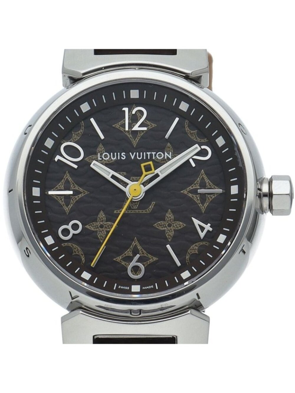 Louis Vuitton Tambour PM Monogram Watch 28 SS Leather Polished